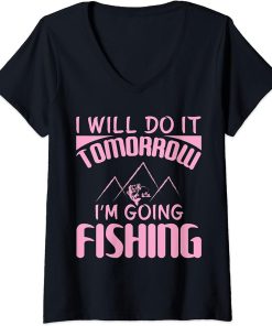 Womens Fishing Rods Lovers | Funny Fishing Sayings | Funny Fishing V-Neck T-Shirt