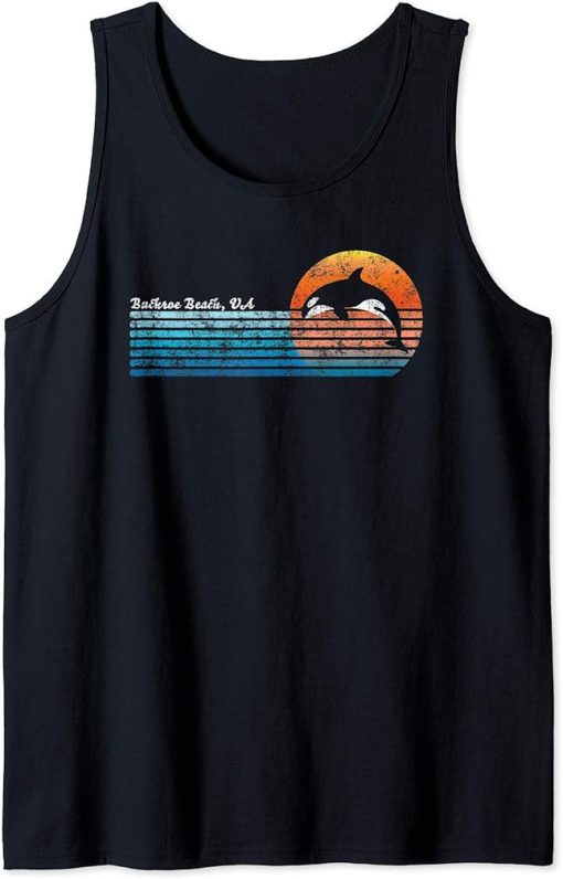 Vintage Buckroe Beach, VA Retro 80s Orca Sunset Tank Top