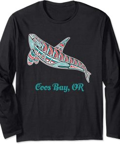 Coos Bay, Oregon Upward Orca Killer Whale Native American Long Sleeve T-Shirt