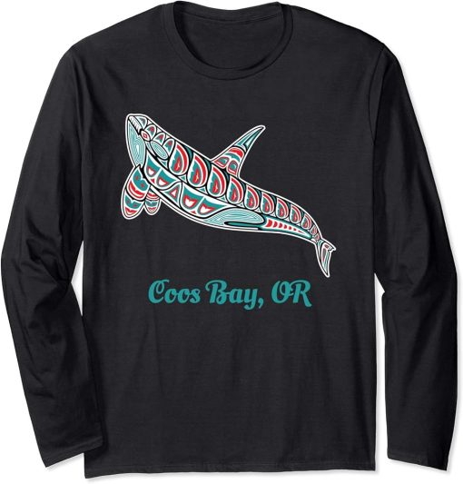 Coos Bay, Oregon Upward Orca Killer Whale Native American Long Sleeve T-Shirt