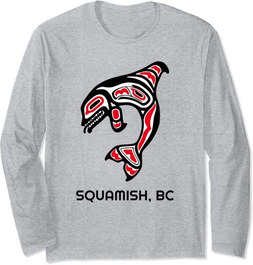 Squamish BC Canada Native Fishermen Tribal Orca Killer Whale Long Sleeve T-Shirt