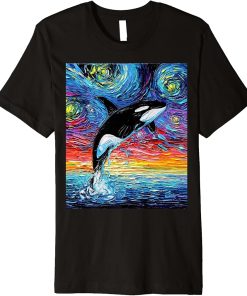 Orca Starry Night Killer Whale Sunset Ocean Art by Aja Premium T-Shirt